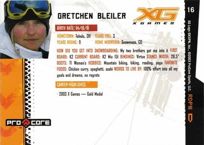 2004 Pro Core Sports X Games #16 Gretchen Bleiler Back